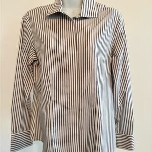 Chico's Black and White Striped Button Down Shirt